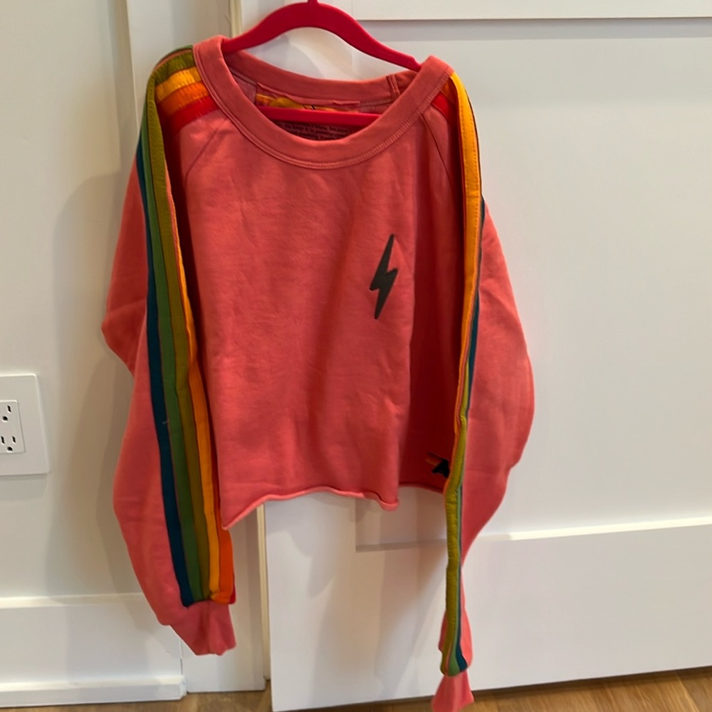 Aviator Nation cropped sweatshirt, stripe collection size S